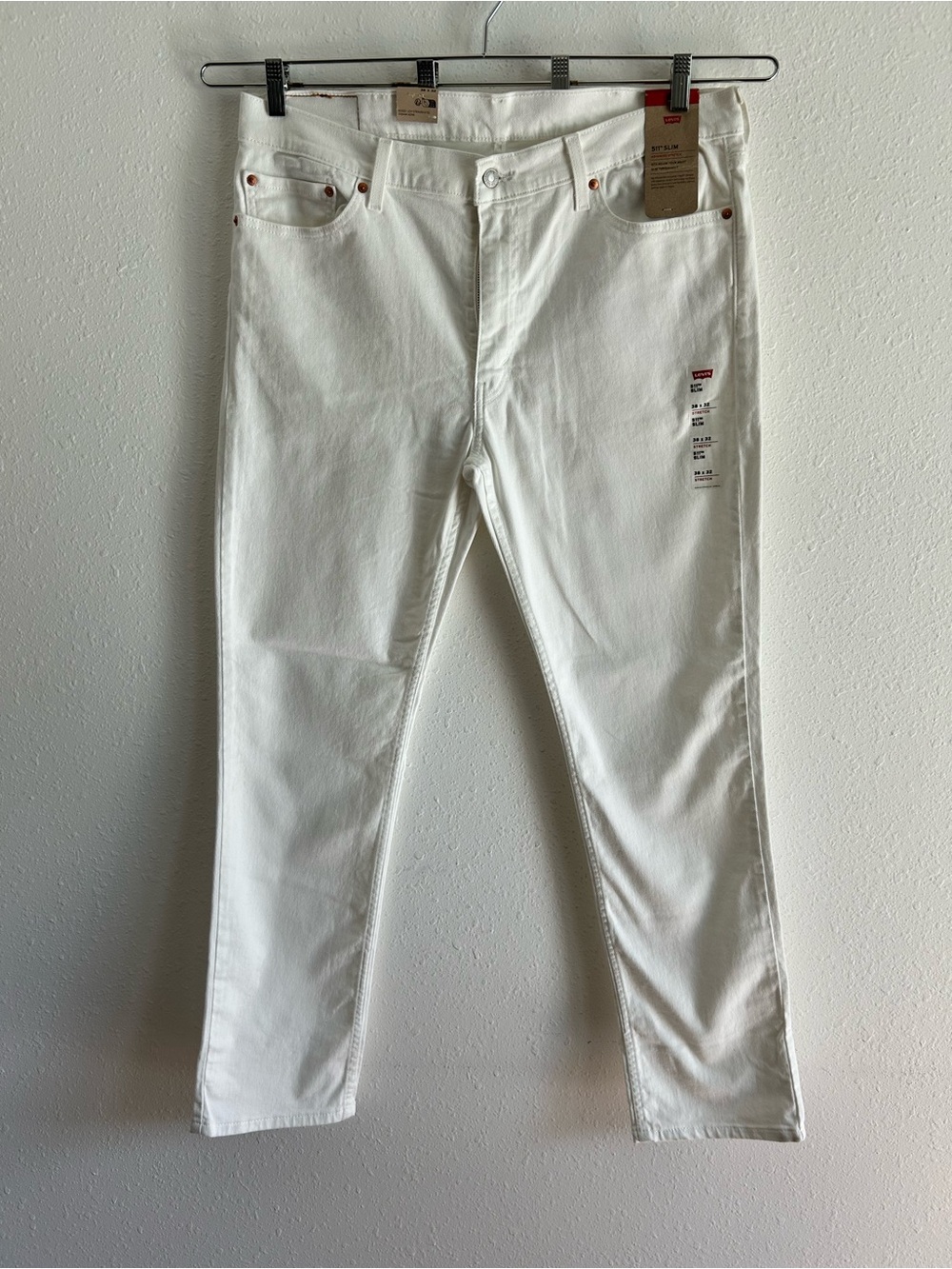 Levi's 511 Slim Jeans Men's Size 38x32 White Denim Stretch Flex